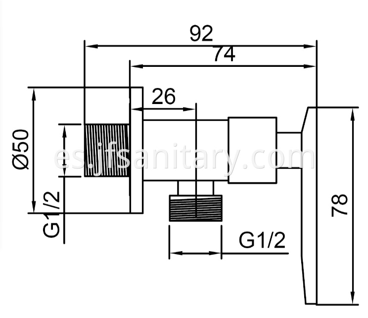 Size Of Quarter Turn Angle Valve Brass Body Wall Mounted